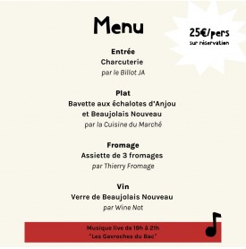 DÎNER BEAUJOLAIS NOUVEAU - JEUDI 21 NOV. 2024